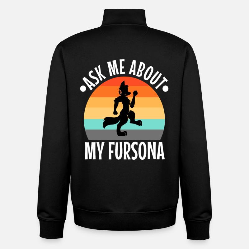 Ask me about my Fursona - Unisex Organic Zip Sweatshirt by Stanley/Stella - black