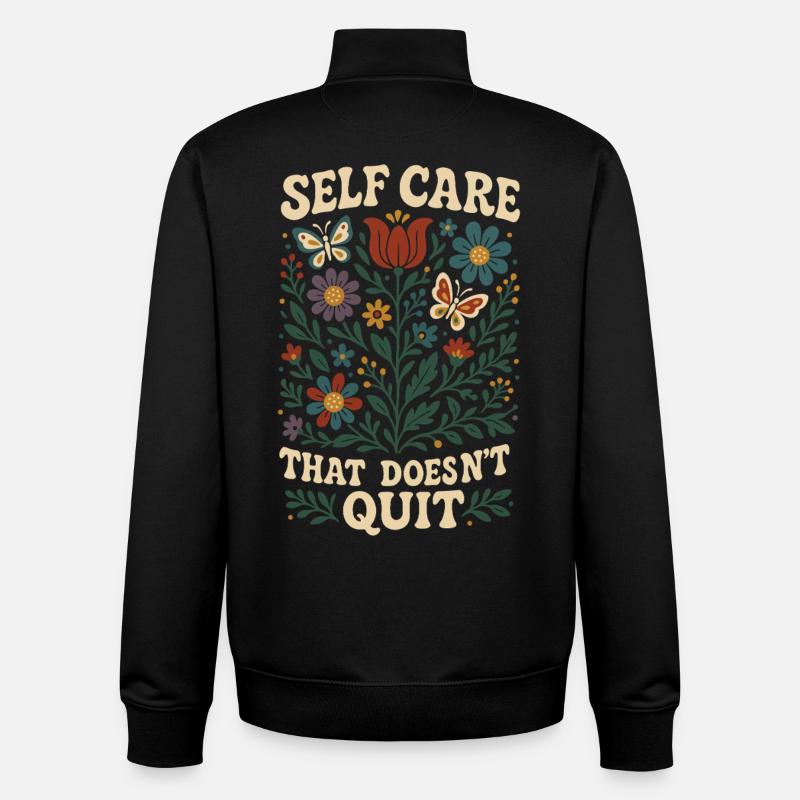 Self-care that never stops: Mindfulness - Unisex Organic Zip Sweatshirt by Stanley/Stella - black