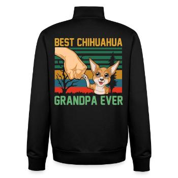 Bestes Chihuahua Opa Ever Grafik T-Shirt - Unisex Organic Zip Sweatshirt von Stanley/Stella - Schwarz - Hinten - AI Model Male 185 light (185cm)