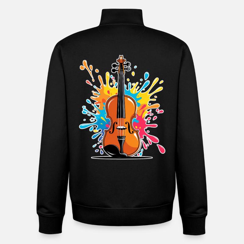 Conception artistique de violon vibrante - Sweat zippé unisexe en coton bio Stanley/Stella - noir