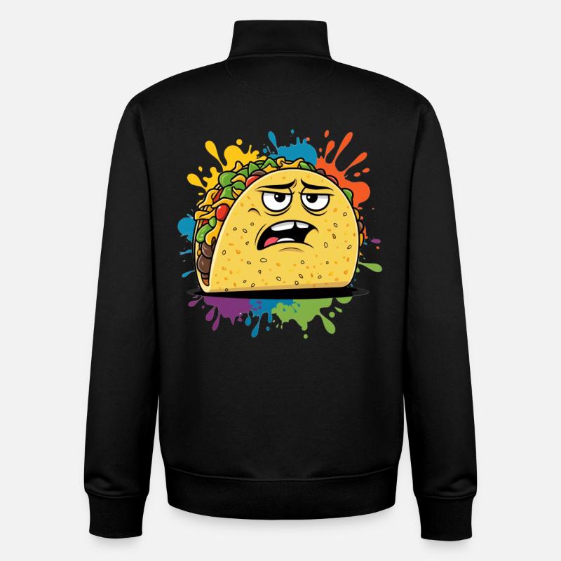 Graphique de taco élégant avec expression - Sweat zippé unisexe en coton bio Stanley/Stella - noir