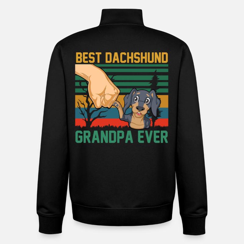 Papi teckel - Sweat zippé unisexe en coton bio Stanley/Stella - noir