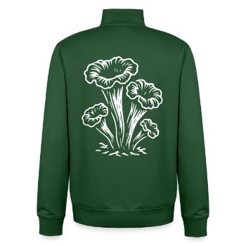 Autumn trumpet - mushroom picker - mushrooms - saying - Unisex Organic Zip Sweatshirt by Stanley/Stella - bottle green - Back - AI Model Male 185 dark (185cm)