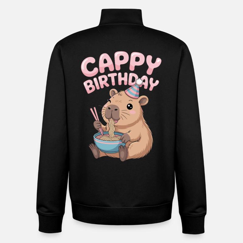 CAPPY BIRTHDAY Capy Birthday Capybara Ramen - Unisex Organic Zip Sweatshirt by Stanley/Stella - black