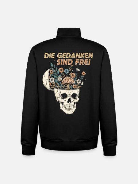 Blumen im Schädel mit Botschaft - Unisex Organic Zip Sweatshirt von Stanley/Stella - Schwarz