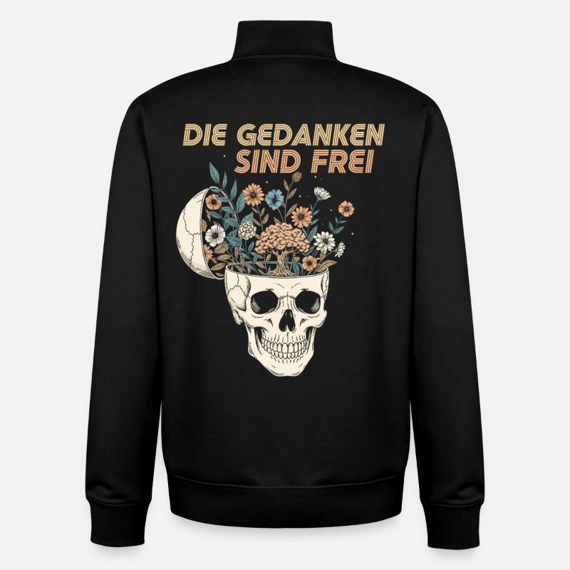 Blumen im Schädel mit Botschaft - Unisex Organic Zip Sweatshirt von Stanley/Stella - Schwarz
