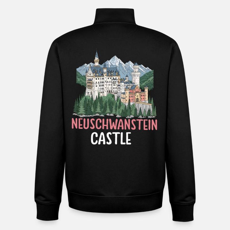 Château de Neuschwanstein - Sweat zippé unisexe en coton bio Stanley/Stella - noir