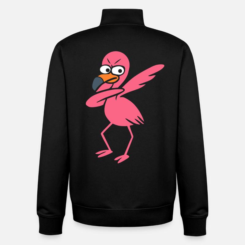 Dancing Flamingo Dabbing - Sweat zippé unisexe en coton bio Stanley/Stella - noir