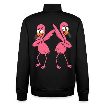 Zwei lustige tanzende Flamingos, Dabbing Giraffen - Unisex Organic Zip Sweatshirt von Stanley/Stella - Schwarz - Hinten - AI Model Male 185 light (185cm)
