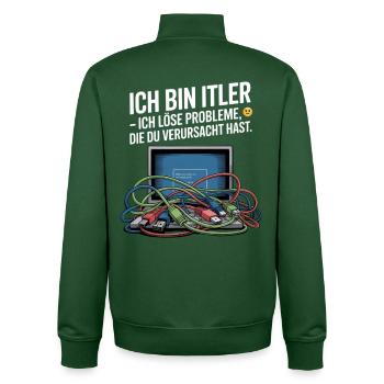 Ich bin ITler: IT Humor und Problemlösungsmotiv - Unisex Organic Zip Sweatshirt von Stanley/Stella - Flaschengrün - Hinten - AI Model Male 185 dark (185cm)