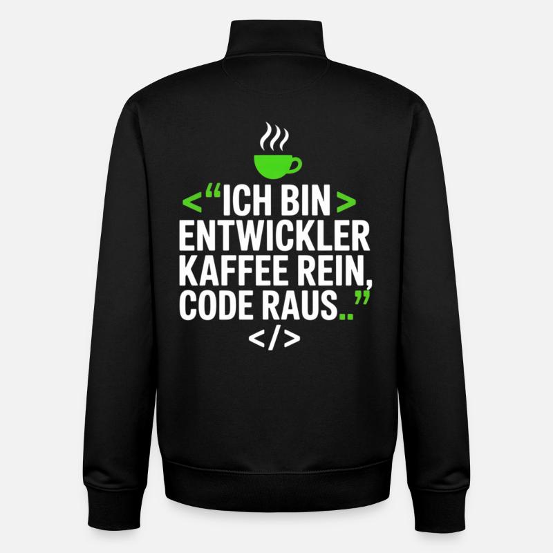 Developer Coffee Saying - Unisex Organic Zip Sweatshirt by Stanley/Stella - black