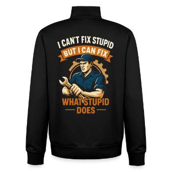 Humorous mechanic and hobby mechanic saying - Unisex Organic Zip Sweatshirt by Stanley/Stella - black - Back - AI Model Male 185 light (185cm)