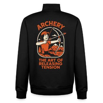 Bogenschießen Die Kunst Spannungen Abzubauen - Unisex Organic Zip Sweatshirt von Stanley/Stella - Schwarz - Hinten - AI Model Male 185 light (185cm)