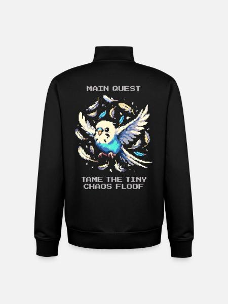 Main Quest: Tame Chaos Fluff | Budgie - Unisex Organic Zip Sweatshirt by Stanley/Stella - black