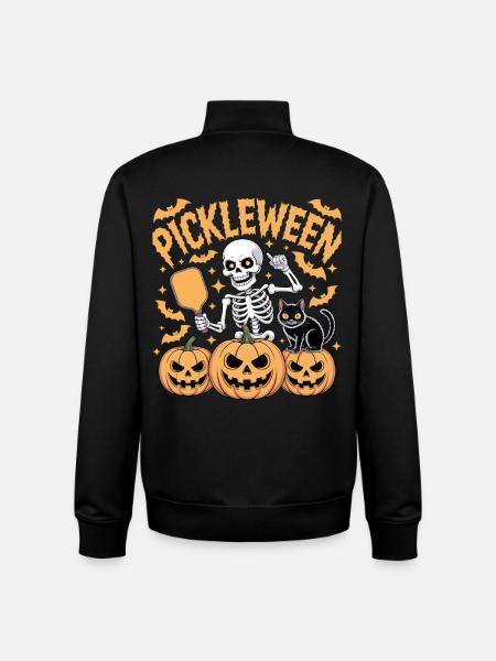Pickleween Pickleball Player Pumpkin Halloween - Unisex Organic Zip Sweatshirt by Stanley/Stella - black