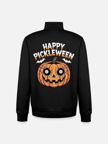 Pickleween Pickleball Player Halloween Pumpkin - Unisex Organic Zip Sweatshirt by Stanley/Stella - black