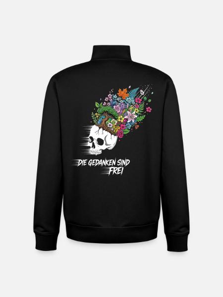 Freedom Flowers Skull - Unisex Organic Zip Sweatshirt by Stanley/Stella - black