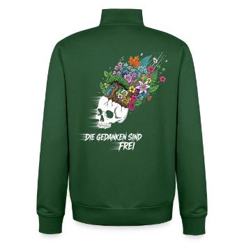 Freiheits Blumen Totenkopf  - Unisex Organic Zip Sweatshirt von Stanley/Stella - Flaschengrün - Hinten - AI Model Male 185 dark (185cm)