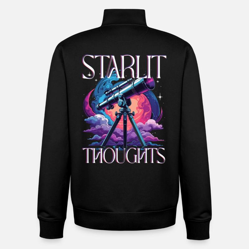 Astronomer Stargazer Stargazer Starlit Thoughts - Unisex Organic Zip Sweatshirt by Stanley/Stella - black
