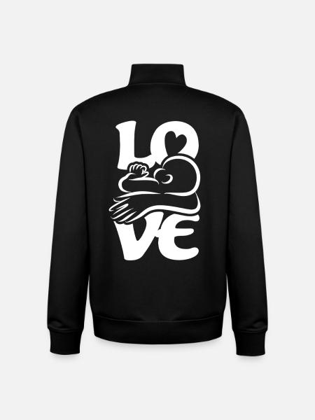 Baby Drinking Breastfeeding Mom LOVE - Unisex Organic Zip Sweatshirt by Stanley/Stella - black