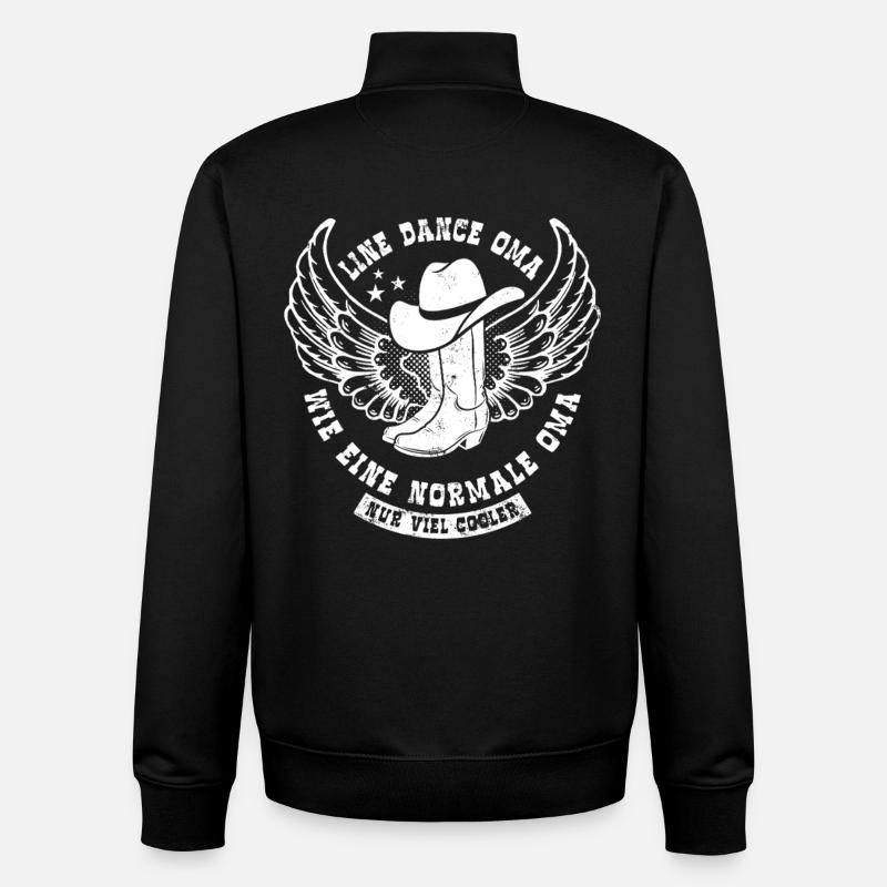 Linedance_Oma_wie_eine_normale_Oma - Sweat zippé unisexe en coton bio Stanley/Stella - noir