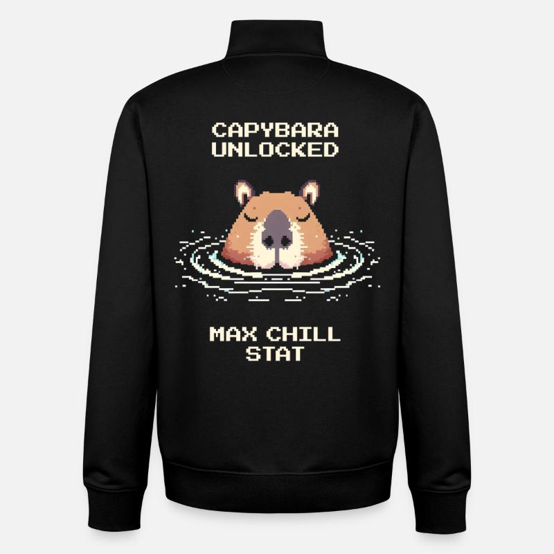 Capybara débloqué – Max Chill | Mème - Sweat zippé unisexe en coton bio Stanley/Stella - noir
