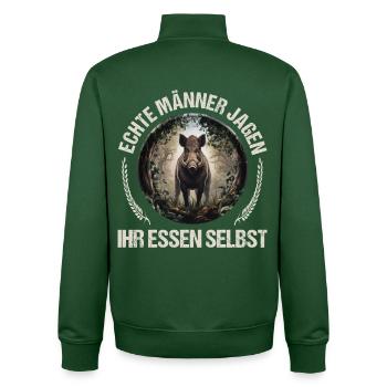 Chasseur qui dit - Sweat zippé unisexe en coton bio Stanley/Stella - vert bouteille - Dos - AI Model Male 185 dark (185cm)