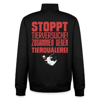 Protection des animaux STOP AUX TESTS SUR LES ANIMAUX ENSEMBLE CONTRE - Sweat zippé unisexe en coton bio Stanley/Stella - noir - Dos - AI Model Male 185 light (185cm)