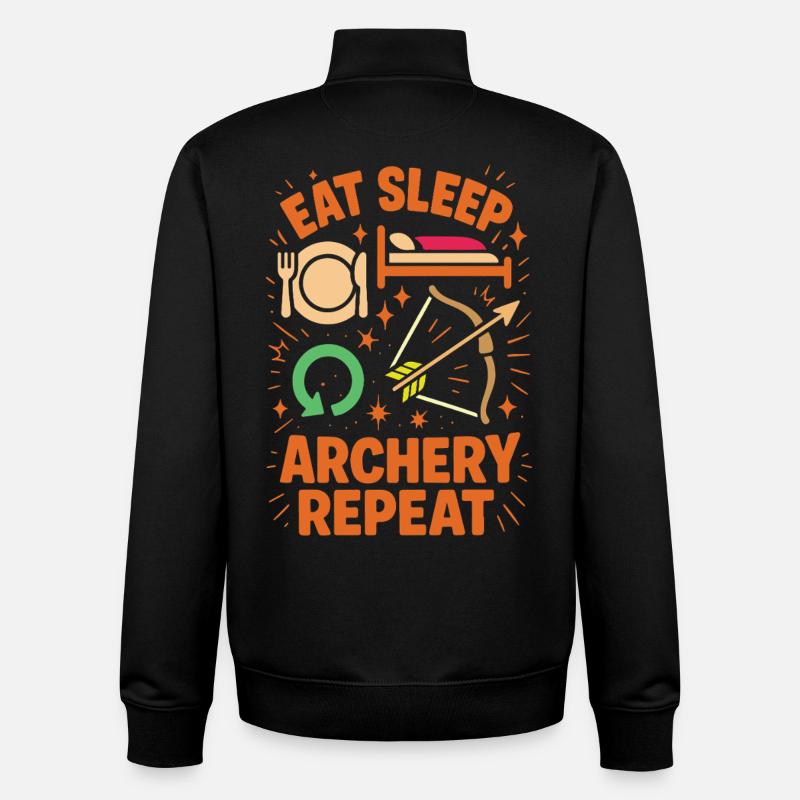 Eat Sleep Archery Repeat lustiger Bogenschütze - Unisex Organic Zip Sweatshirt von Stanley/Stella - Schwarz