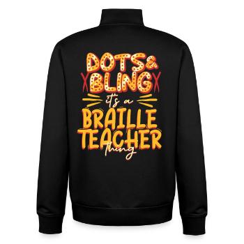 Braille Lehrer Blindenschrift Punktum - Unisex Organic Zip Sweatshirt von Stanley/Stella - Schwarz - Hinten - AI Model Male 185 light (185cm)
