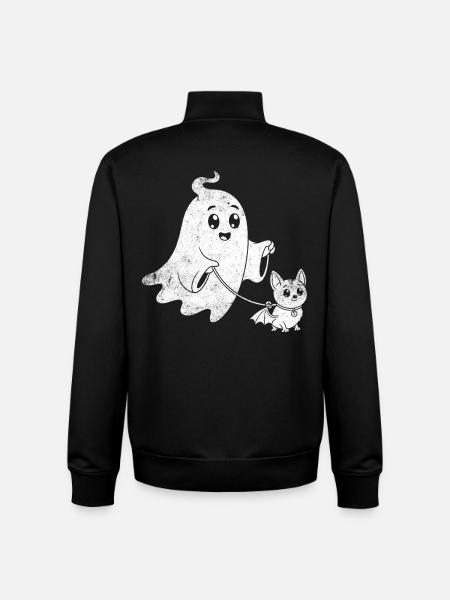 Ghost with Halloween bat dog - Unisex Organic Zip Sweatshirt by Stanley/Stella - black