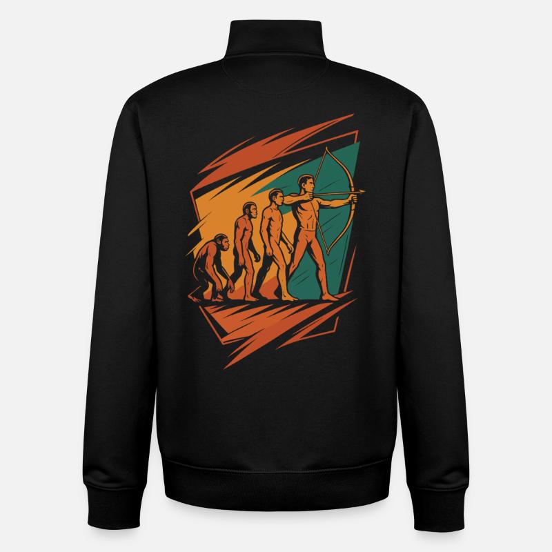 Evolution of Archery Archer Bow Target - Unisex Organic Zip Sweatshirt by Stanley/Stella - black