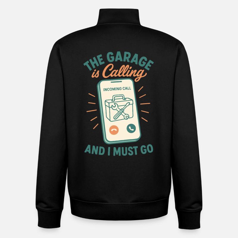 Die Garage Ruft Den Mechaniker Witziger Spruch - Unisex Organic Zip Sweatshirt von Stanley/Stella - Schwarz