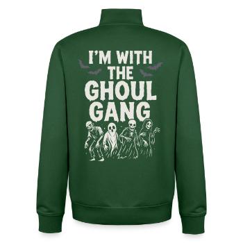 I’m With The Ghoul Gang, Halloween outfit - Unisex Organic Zip Sweatshirt by Stanley/Stella - bottle green - Back - AI Model Male 185 dark (185cm)