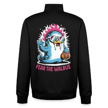 Walross Punk Rocker Halloween  - Unisex Organic Zip Sweatshirt von Stanley/Stella - Schwarz - Hinten - AI Model Male 185 light (185cm)