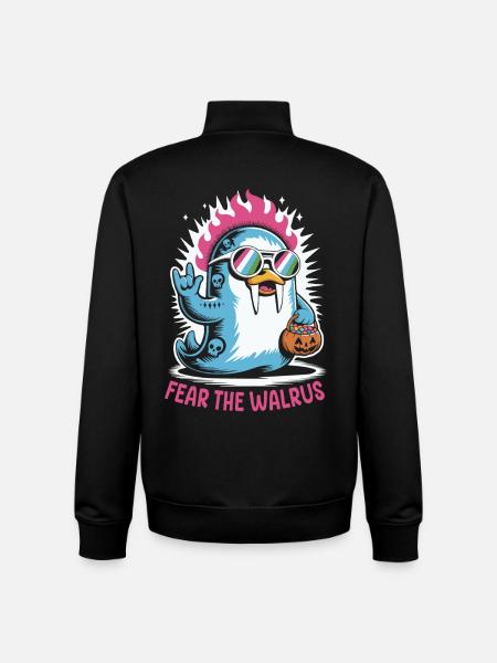 Walrus Punk Rocker Halloween - Unisex Organic Zip Sweatshirt by Stanley/Stella - black