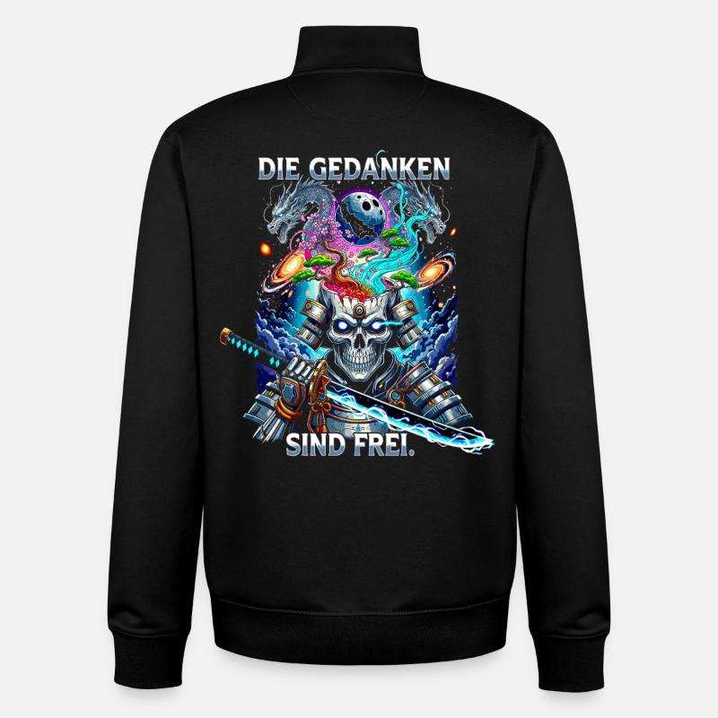 Die Gedanken sind frei Totenkopf Samurai - Unisex Organic Zip Sweatshirt von Stanley/Stella - Schwarz