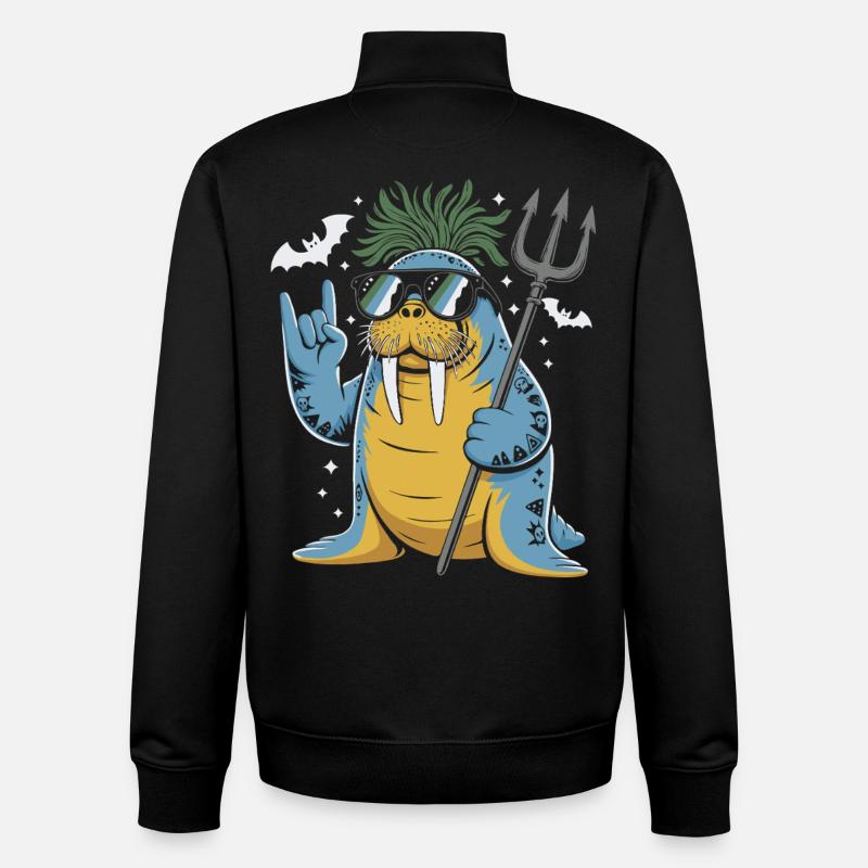 Walrus Punk Rocker Halloween - Sweat zippé unisexe en coton bio Stanley/Stella - noir