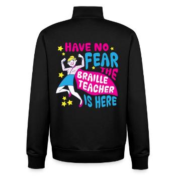 Braille Lehrer Blindenschrift Punktum - Unisex Organic Zip Sweatshirt von Stanley/Stella - Schwarz - Hinten - AI Model Male 185 light (185cm)