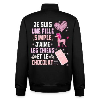 Je suis une fille Simple Chiens et Chocolat - Sweat zippé unisexe en coton bio Stanley/Stella - noir - Dos - AI Model Male 185 light (185cm)