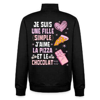 I'm a Simple Pizza and Chocolate Girl - Unisex Organic Zip Sweatshirt by Stanley/Stella - black - Back - AI Model Male 185 light (185cm)