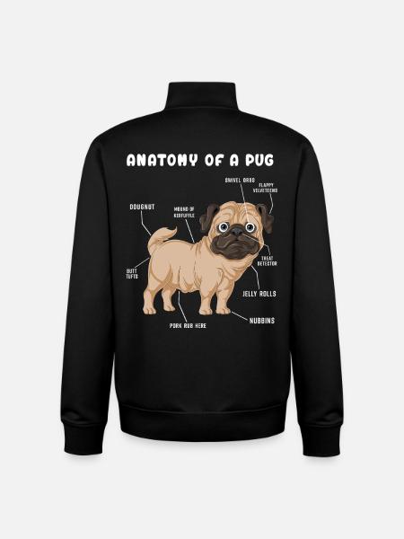 Anatomie du carlin - Sweat zippé unisexe en coton bio Stanley/Stella - noir