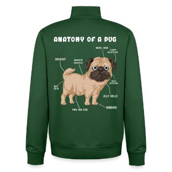 Anatomie du carlin - Sweat zippé unisexe en coton bio Stanley/Stella - vert bouteille - Dos - AI Model Male 185 dark (185cm)