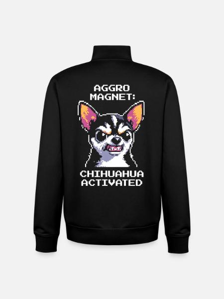 Aggro Magnet – Chihuahua activated | Dog - Unisex Organic Zip Sweatshirt by Stanley/Stella - black