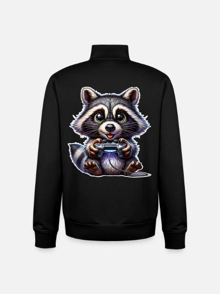 Raccoon Gaming - Sweat zippé unisexe en coton bio Stanley/Stella - noir