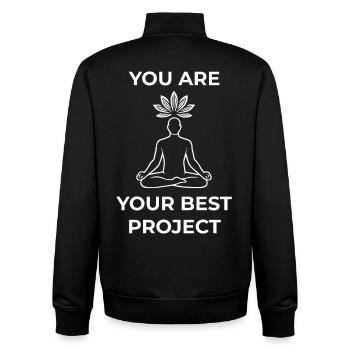 Achtsamkeit Du Bist Dein Bestes Projekt - Unisex Organic Zip Sweatshirt von Stanley/Stella - Schwarz - Hinten - AI Model Male 185 light (185cm)