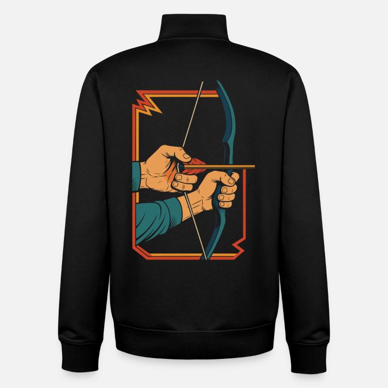 archery bow target archer hands retro - Unisex Organic Zip Sweatshirt by Stanley/Stella - black