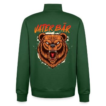 Soon DAD BROWN BEAR Father BROWN BEAR Fatherhood Funny - Unisex Organic Zip Sweatshirt by Stanley/Stella - bottle green - Back - AI Model Male 185 dark (185cm)