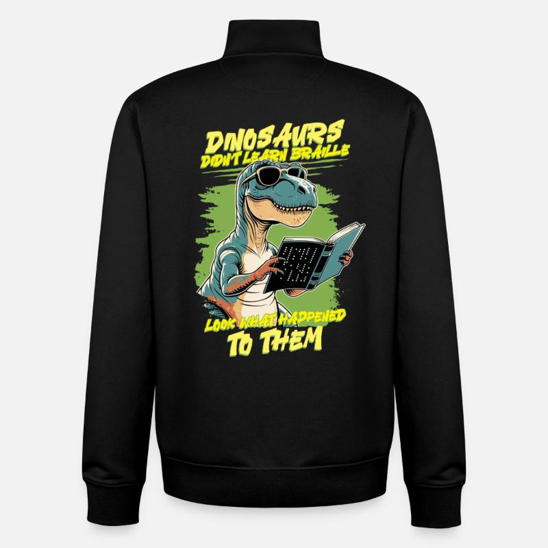 Professeur de Braille Braille Dotum - Sweat zippé unisexe en coton bio Stanley/Stella - noir