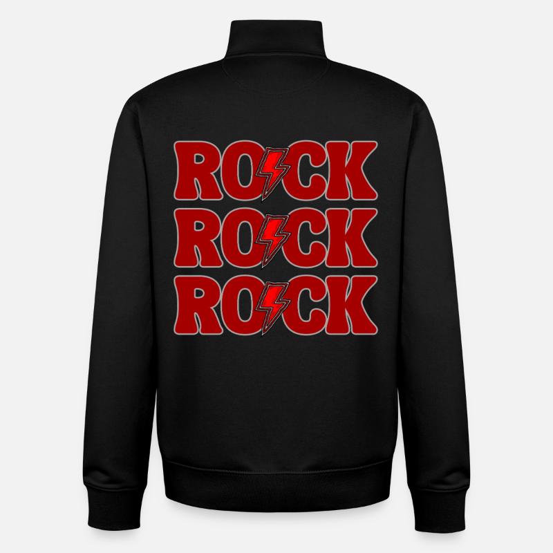 ROCK Drei rote Logos - Unisex Organic Zip Sweatshirt von Stanley/Stella - Schwarz
